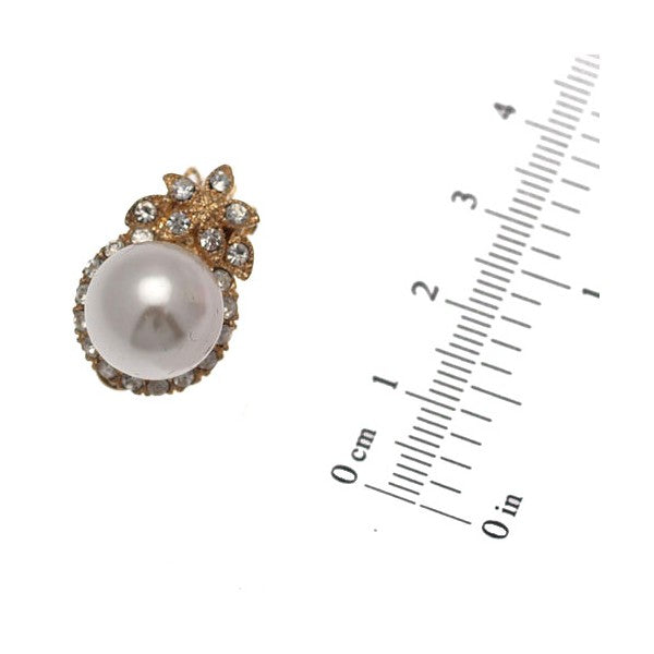 Lyonella Gold tone Crystal Cream faux Pearl Clip On Earrings