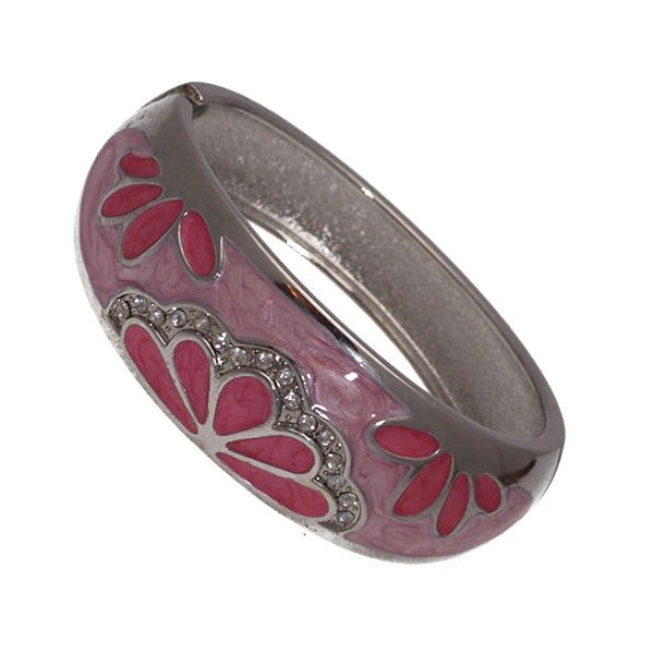 Lyris Silver tone Pink Hinged Bangle