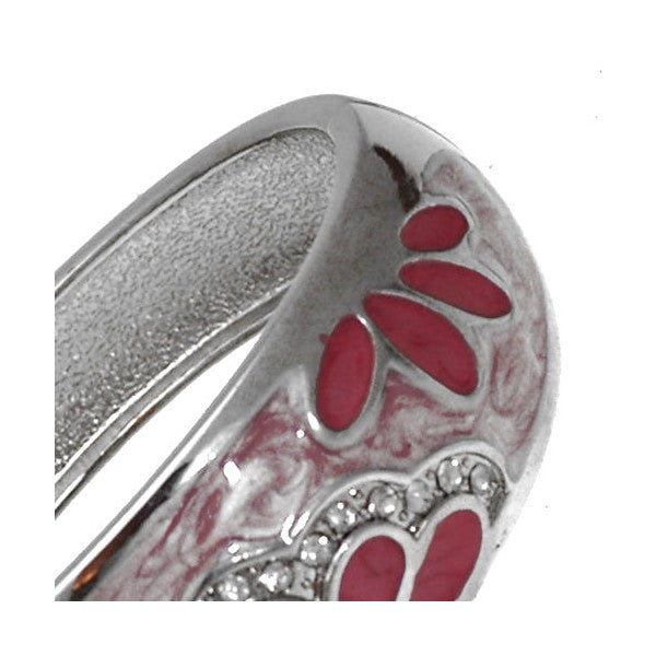 Lyris Silver tone Pink Hinged Bangle