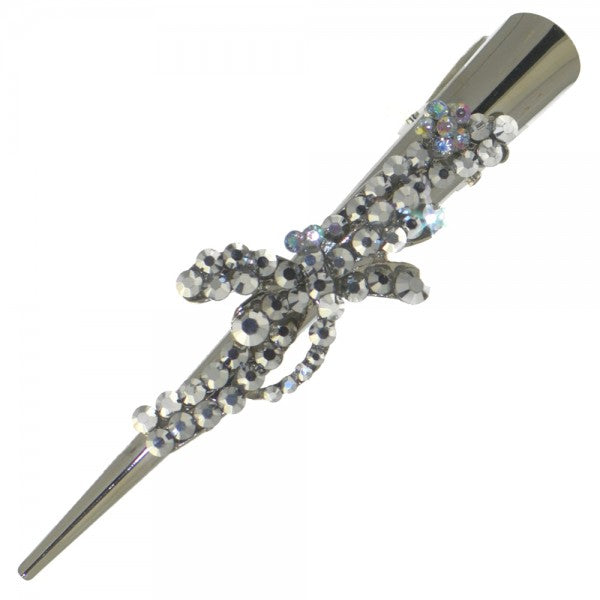 MADDELENA Silver tone Clear Crystal Dragonfly Beak Clip