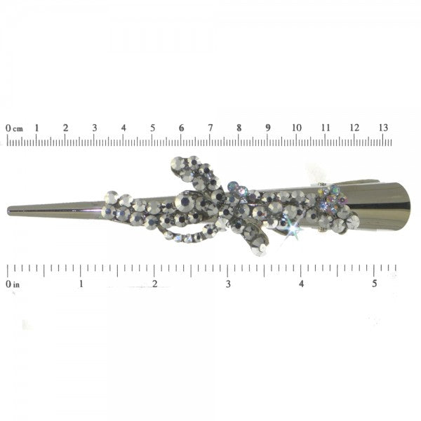 MADDELENA Silver tone Clear Crystal Dragonfly Beak Clip