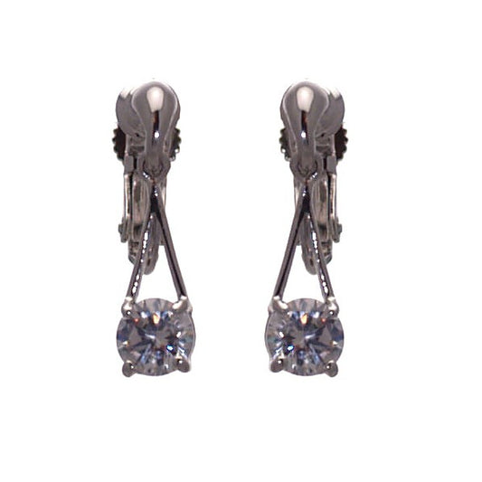 MADISON Silver tone Crystal Clip On Earrings