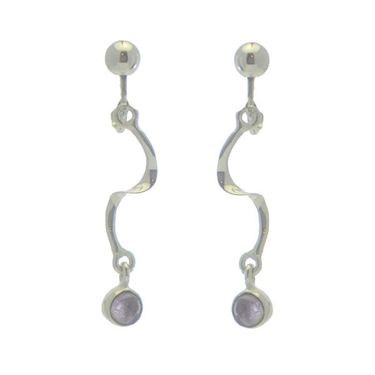 MADONNA Silver Plated Amethyst Clip On Earrings by VIZ