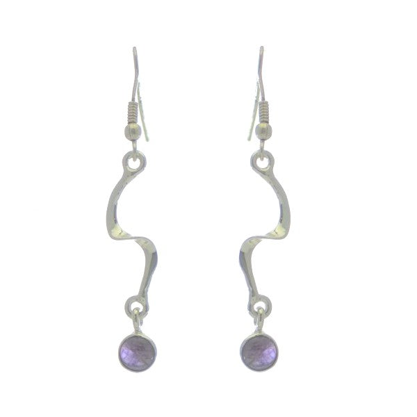MADONNA Silver Plated Amethyst Hook Earrings by VIZ