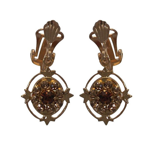 MAFAIDA Gold Plated Light Topaz Clip On Earrings