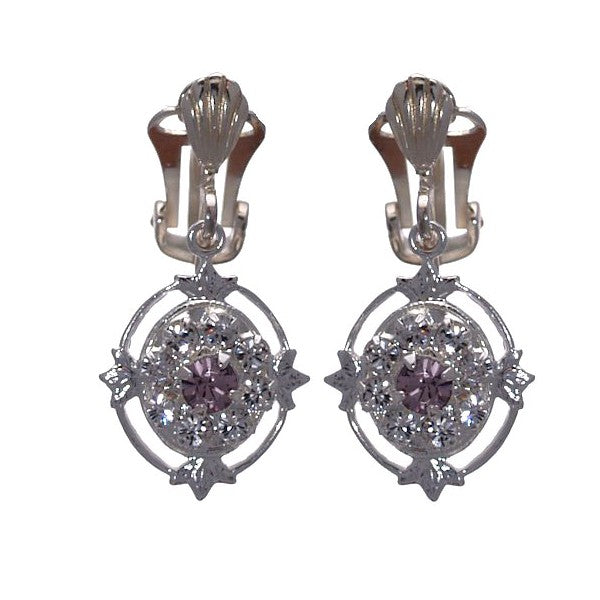 MAFAIDA Silver Plated Light Amethyst Clip On Earrings