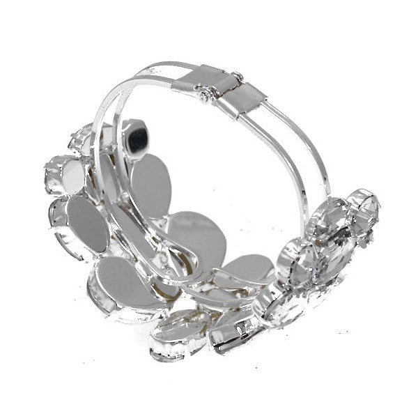 Magola Silver tone Crystal Hinged Bangle