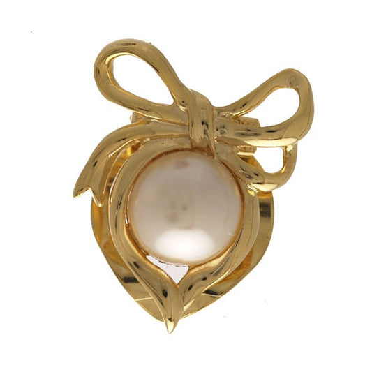 MANON Gold tone faux Pearl Scarf Clip