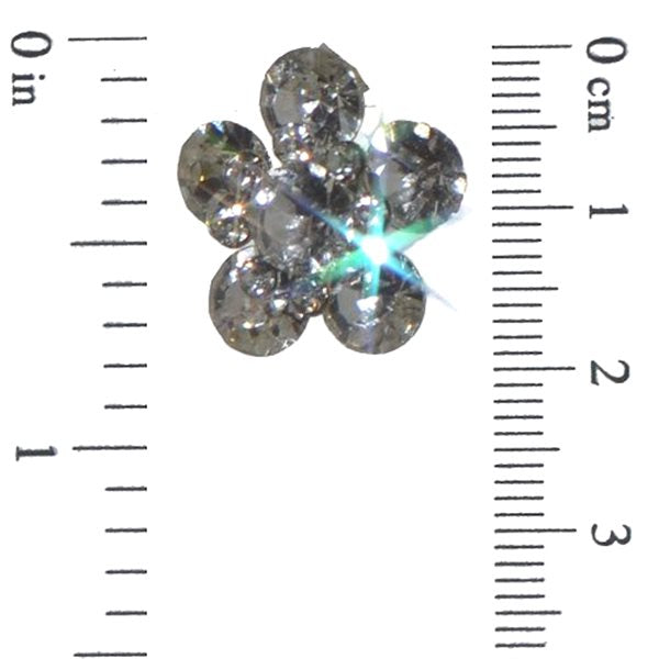 MAOLISA Silver tone Clear Crystal Flower Clip On Earrings