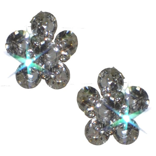 MAOLISA Silver tone Clear Crystal Flower Clip On Earrings