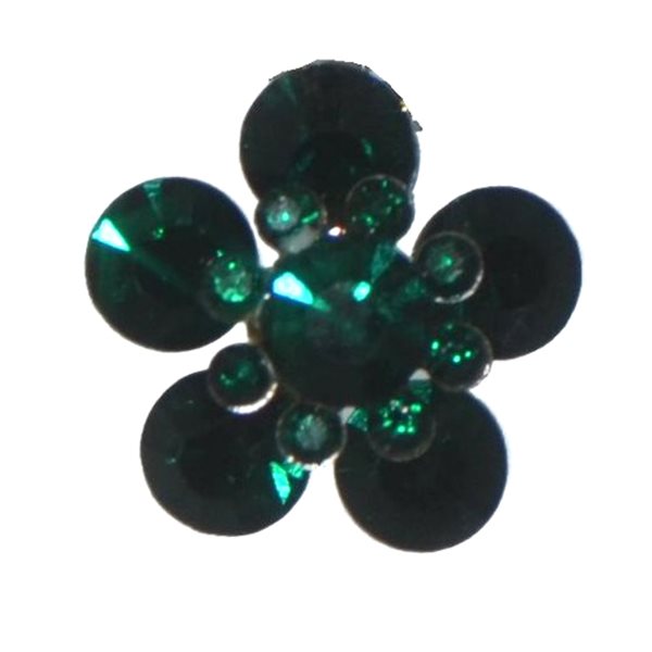 MAOLISA Silver tone green Crystal Flower Clip On Earrings