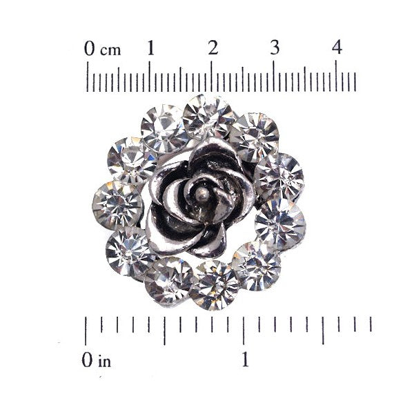 MARA Silver tone Flower Crystal Scarf Clip