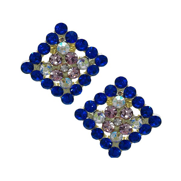 Marenda Gold tone Sapphire Pink AB Crystal Clip On Earrings