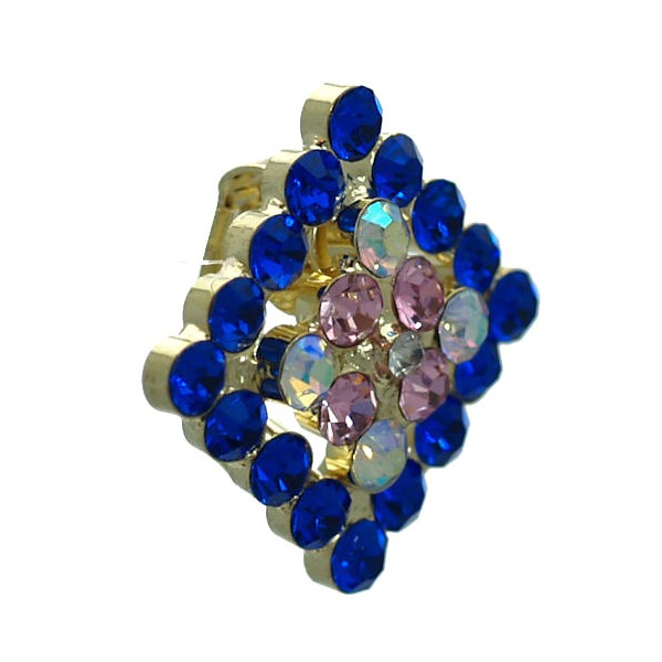 Marenda Gold tone Sapphire Pink AB Crystal Clip On Earrings