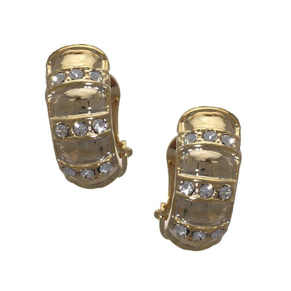MARGCEAUX Gold Plated Crystal Clip On Earrings By Rodney