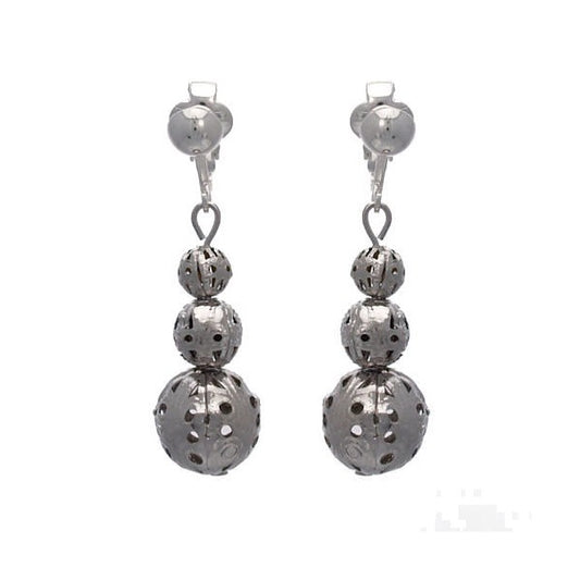 Margie Silver tone Drop Clip On earrings