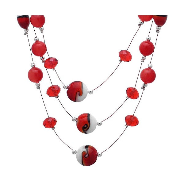 Mariah Red Wire Multi Strand Choker Necklace