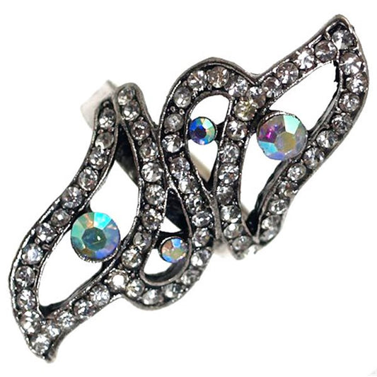 MARIANA Silver tone Aurora Borealis Adjustable Fashion Ring