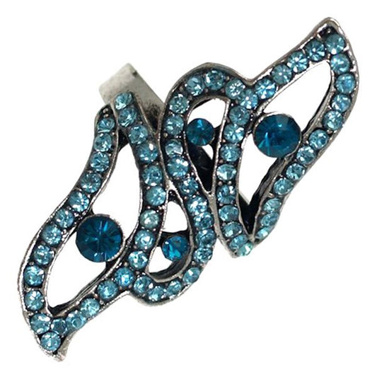 MARIANA Silver tone Turquoise Crystal Adjustable Fashion Ring