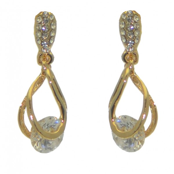 MARIANNE gold plated crystal clip on earrings