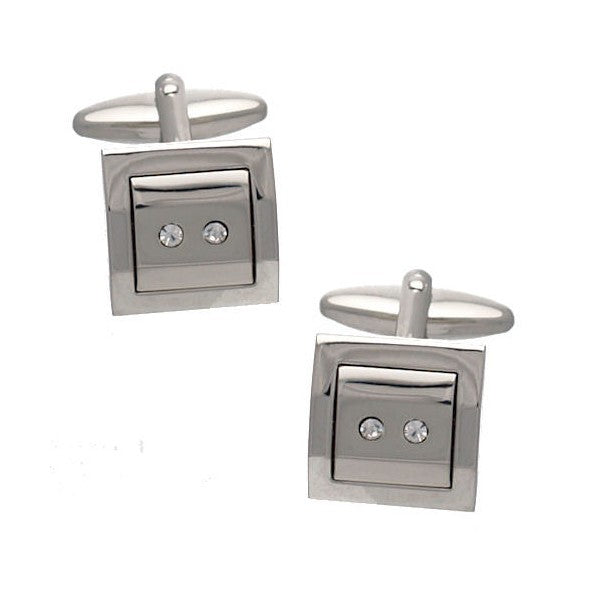 Marlon Silver tone Crystal Cufflinks