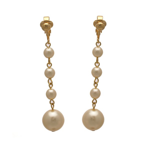 Martinique Gold plated Cream faux Pearl Clip On Earrings