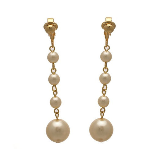 Martinique Gold plated Cream faux Pearl Clip On Earrings