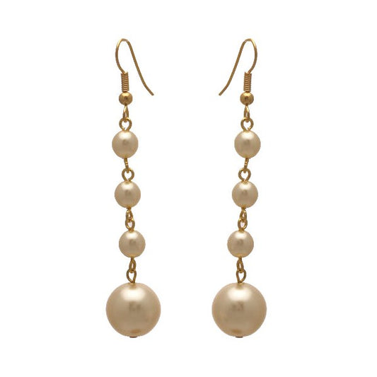 Martinique Gold tone Cream faux Pearl Hook Earrings