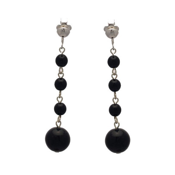 MARTINIQUE Silver plated Black faux pearl Clip On Earrings