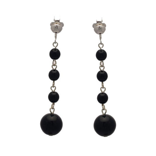 MARTINIQUE Silver plated Black faux pearl Clip On Earrings