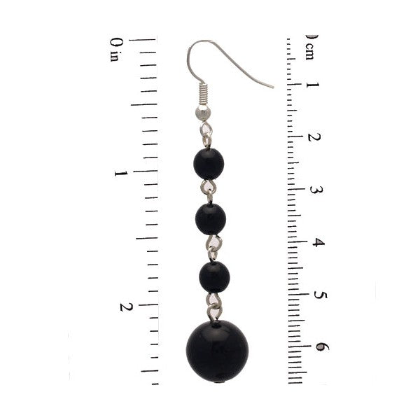MARTINIQUE silver plated black faux pearl hook earrings