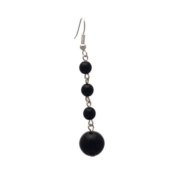 MARTINIQUE silver plated black faux pearl hook earrings