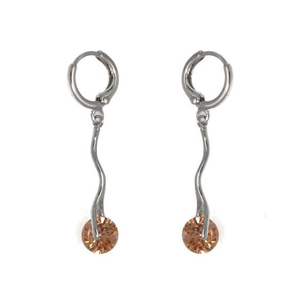 Mei-Xie Silver Plated Amber Crystal Pierced Earrings