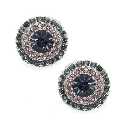 Mezzo Silver tone Lilac Crystal Clip On Earrings