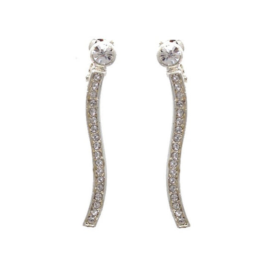 Miley Silver tone Crystal Drop Clip On earrings