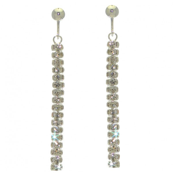 MIRJAM silver tone crystal clip on earrings
