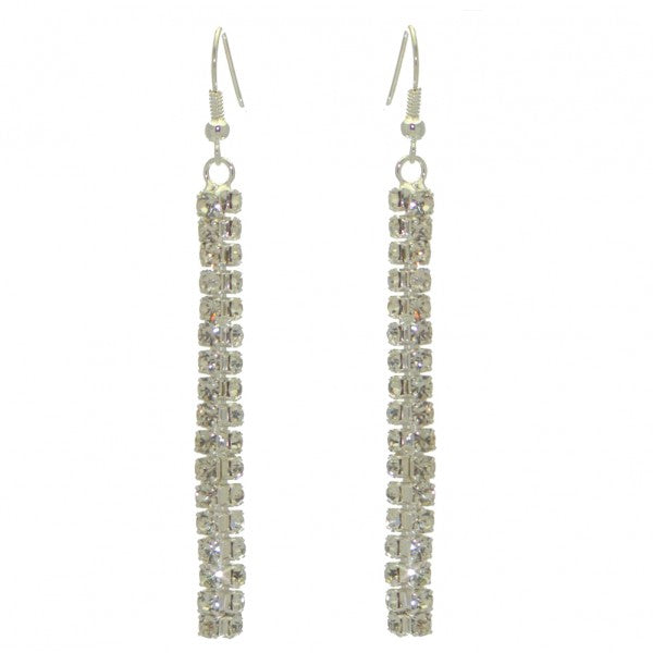 MIRJAM silver tone crystal hook earrings