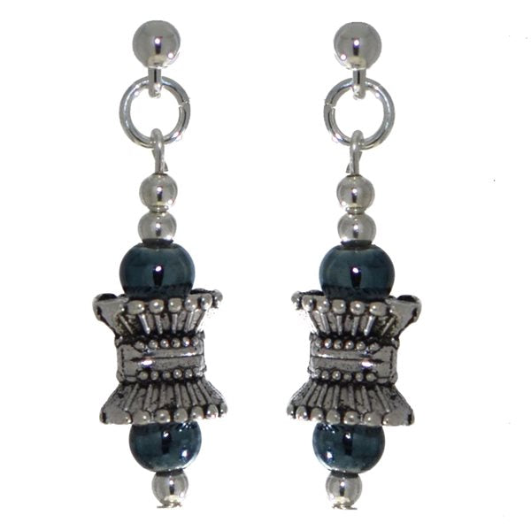 MONARCH silver plated blue post earrings by Roni