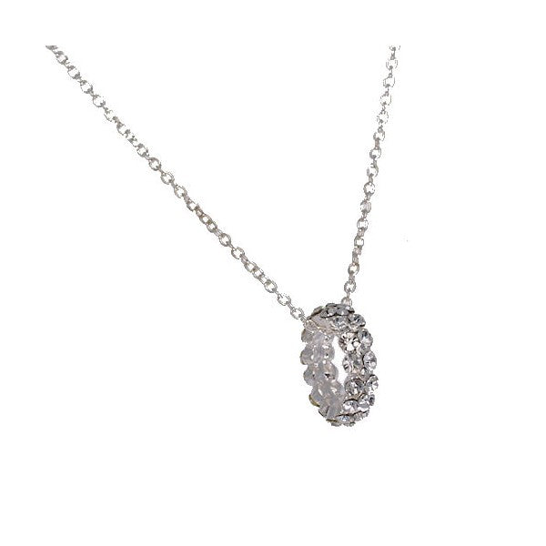 Mora Silver tone Crystal Ring Necklace
