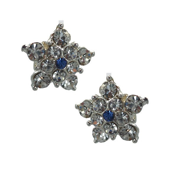 Naeva Silver tone Sapphire Crystal Clip On Earrings