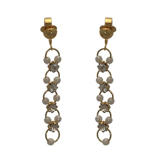 Nastasia Long Gold tone Clip On Earrings