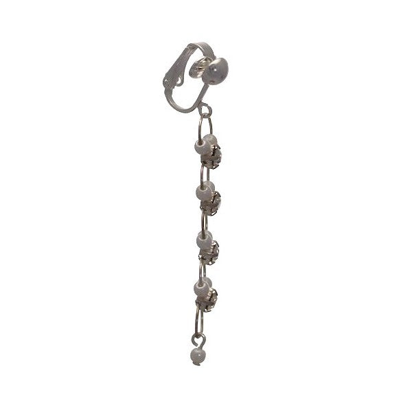 Nastasia Long Silver tone Clip On Earrings