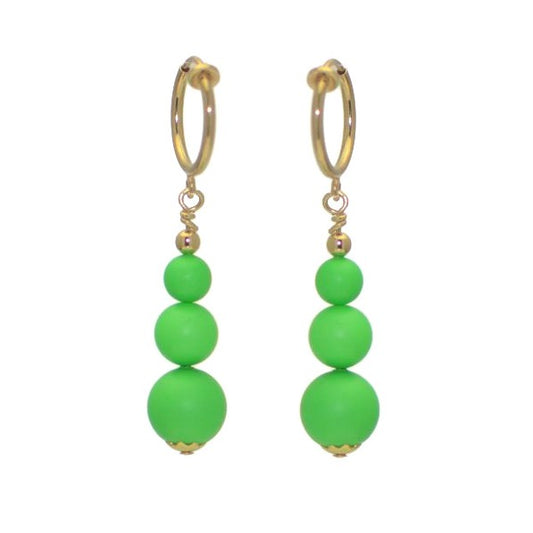 NEON GREEN CERCEAU Gold Plated Clip On Earrings