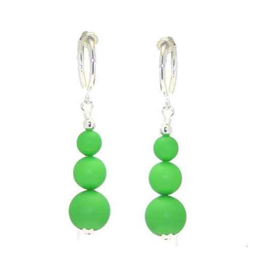 NEON GREEN CERCEAU Silver Plated Clip On Earrings