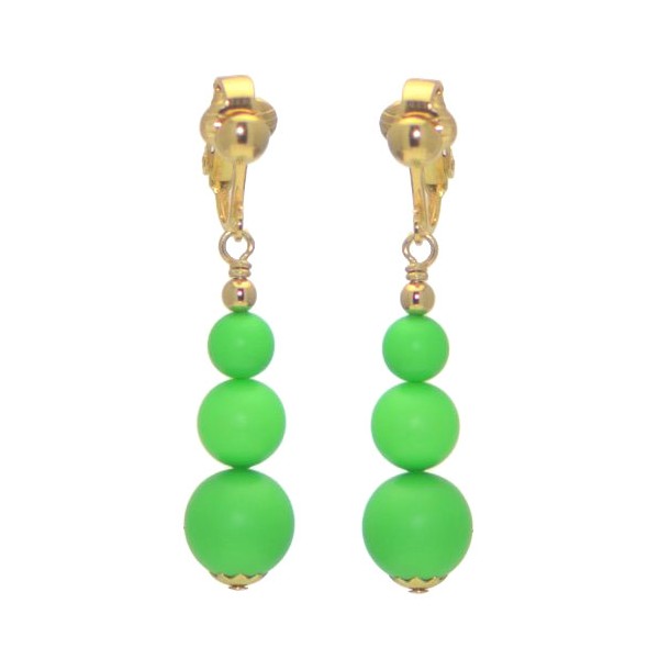 NEON GREEN Gold Plated Clip On Earrings