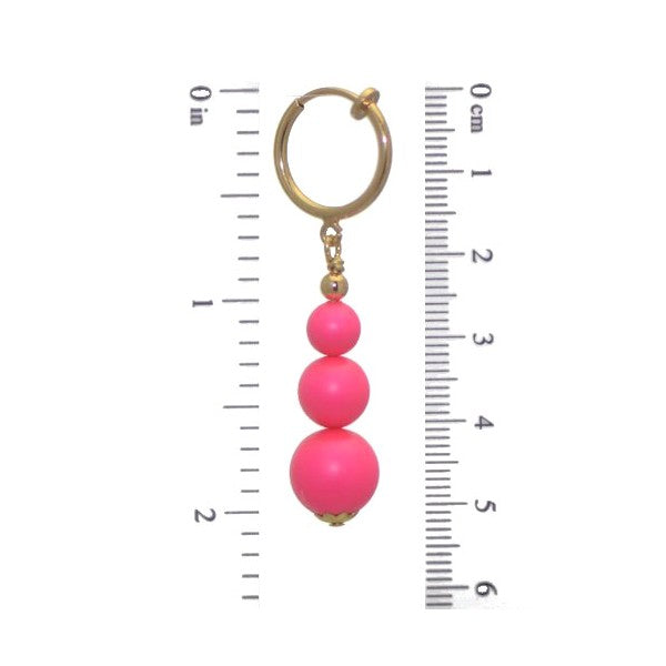 NEON PINK CERCEAU G-Plated Crystal Pearl Clip On Earrings