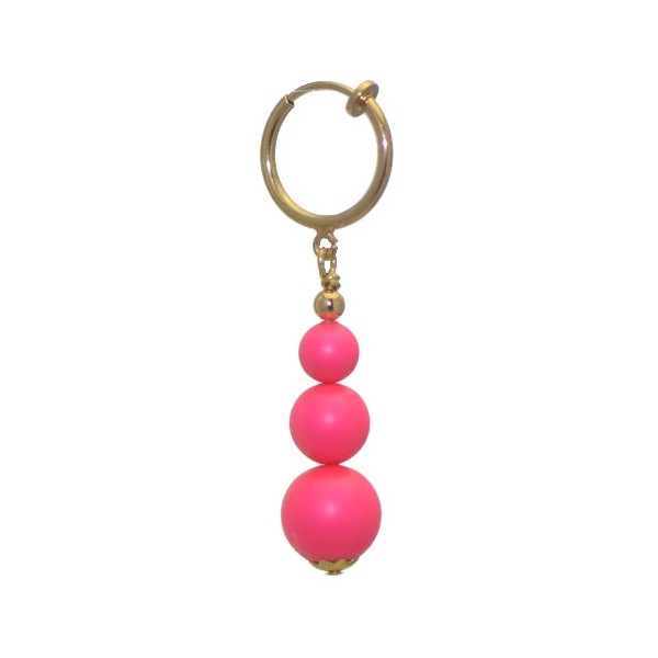 NEON PINK CERCEAU G-Plated Crystal Pearl Clip On Earrings