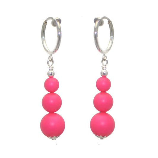 NEON PINK CERCEAU Silver Plated Clip On Earrings