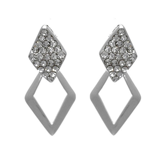 Nimbus Silver tone Crystal Post Earrings