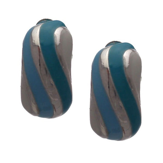 NITIDA Silver tone Light & Dark Turquoise Clip on Earrings